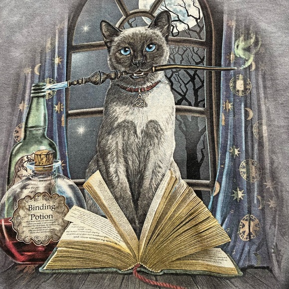 (SOLD)Spooky Cat Crewneck Size XL Grey - Picture 3 of 3